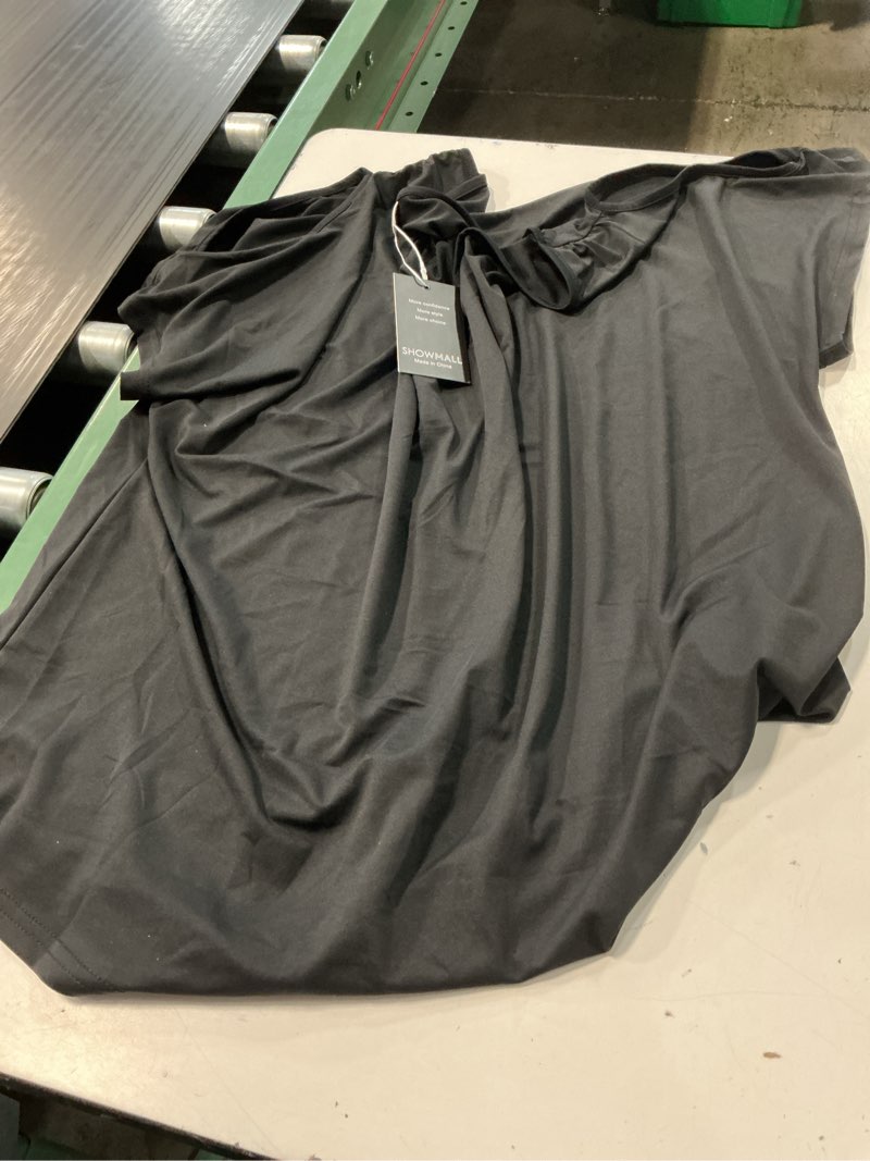 Condition photo showing New/Like New for (size 1xl)showmall plus size tunic for women cold shoulder top black 1x blouse short sleeve clothing v neck shirts summer clothes