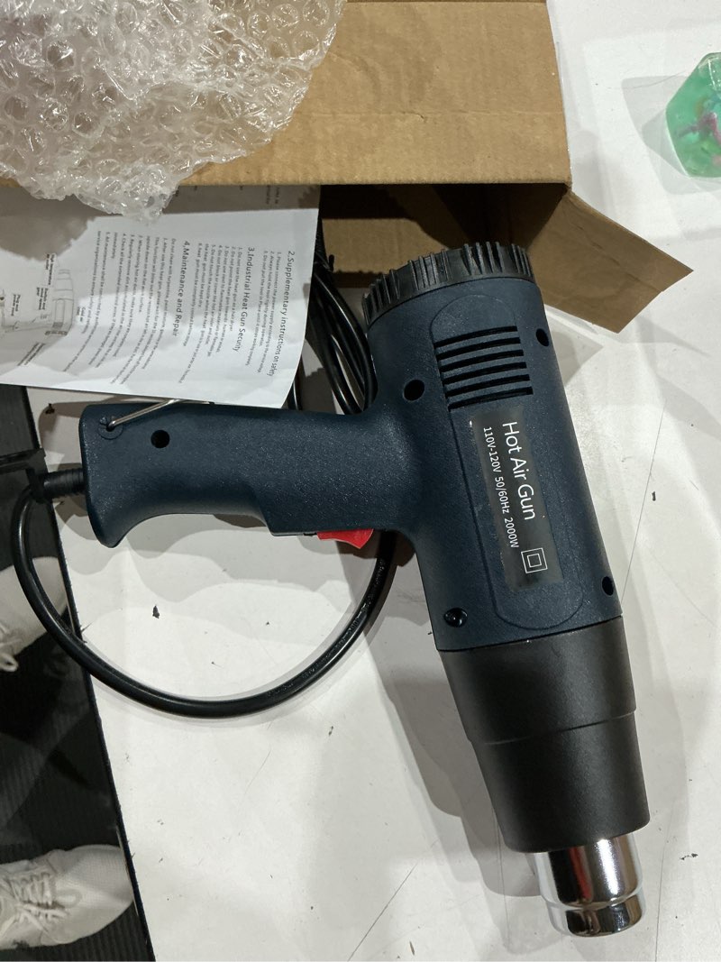 Condition photo showing Good Condition for heat gun for crafting, 1800w handed hot air gun 122°f-1202°f, 5.25ft ultra-long cable portable heat gun with stand and power cord for shrinking wrapping pvc, diy embossing and drying paint (black)