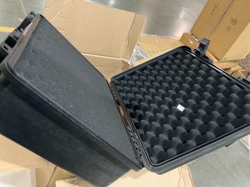 Condition photo showing As Is for Amazon Basics Hard Camera Case, Medium, Black, Solid, 18"L x 14"W x 6"H