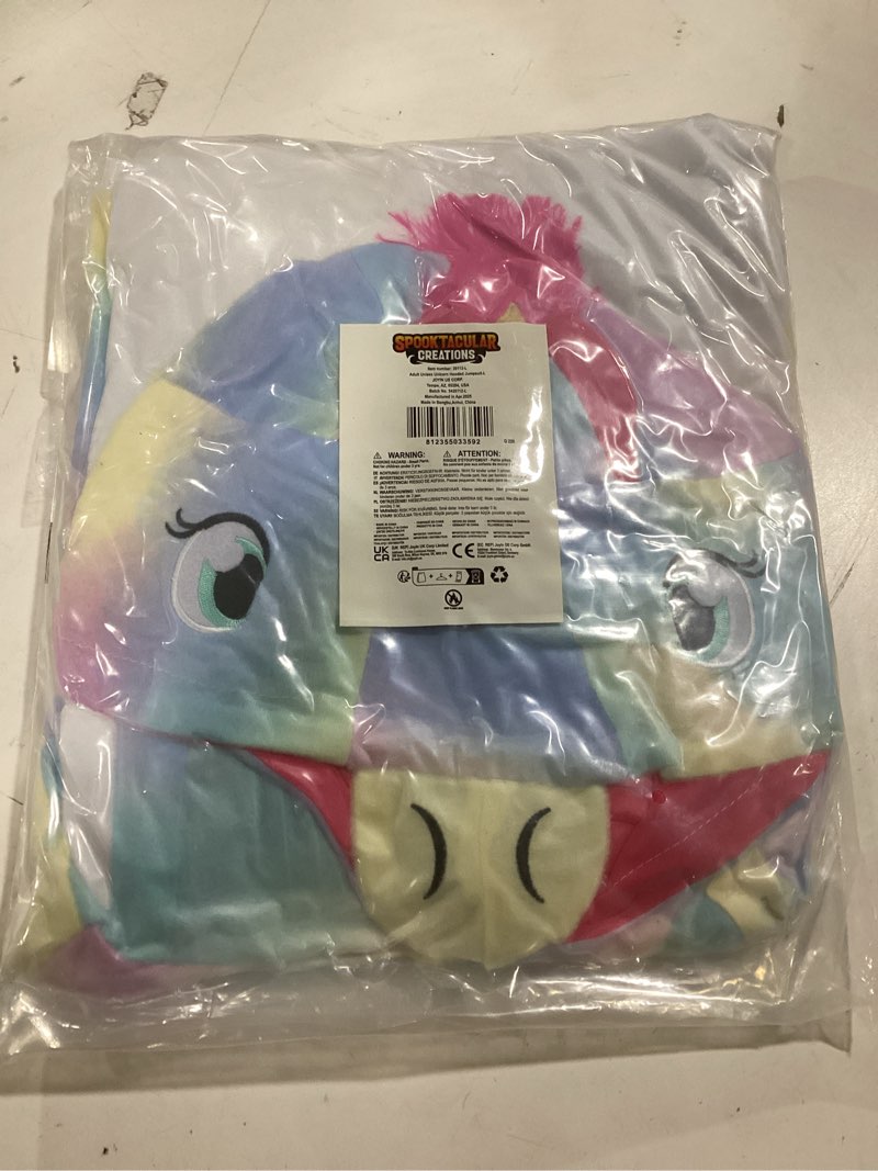 Condition photo showing Good Condition for Spooktacular Creations Halloween Unicorn Costume, Unisex Adult Unicorn Jumpsuit for Halloween Cosplay Themed Parties Large Pink