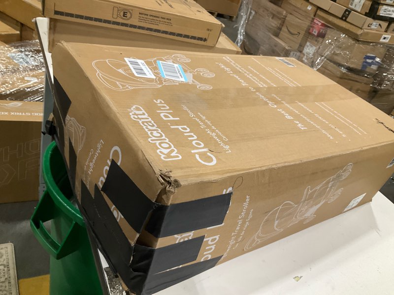 Condition photo showing As Is for Kolcraft Cloud Plus Lightweight Umbrella Stroller for Toddlers with Reclining Seat, Large Storage Basket, Canopy, Infant & Parent Trays, Compact Fold for Summer Travel, Durable Frame, Slate Gray Slate Gray (Wheel Color May Vary)