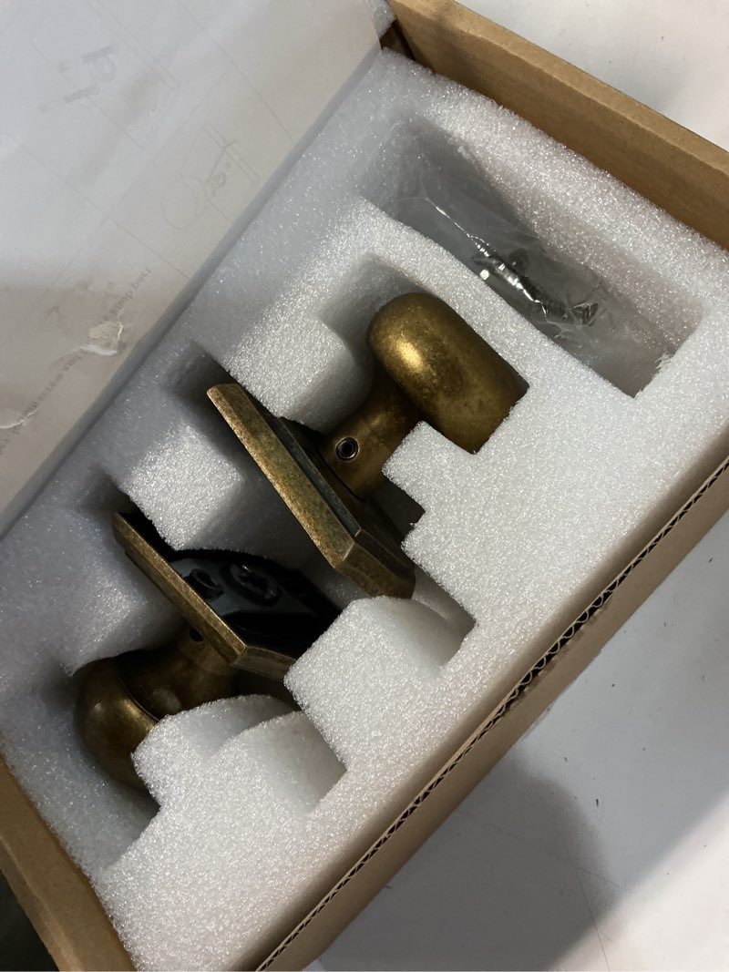 Condition photo showing Good Condition for door knobs interior,classic decorative antique brass dummy door knob, durable stylish hardware for indoor use- 2 pack vintage antique brass dummy 2 pack