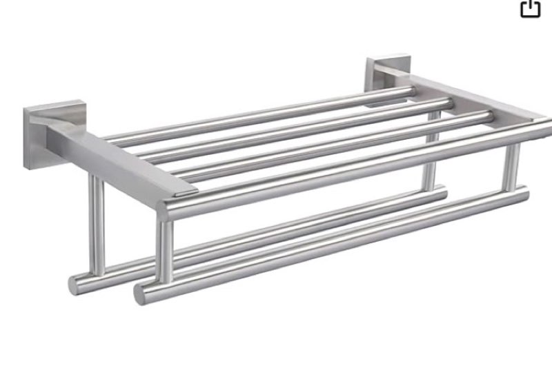 alise towel rack,towel holder towel shelf with double towel bars for bathroom lavatory,sus 304 stainless steel wall mount towel hanger storage,16 inch brushed nickel,gz8040-ls