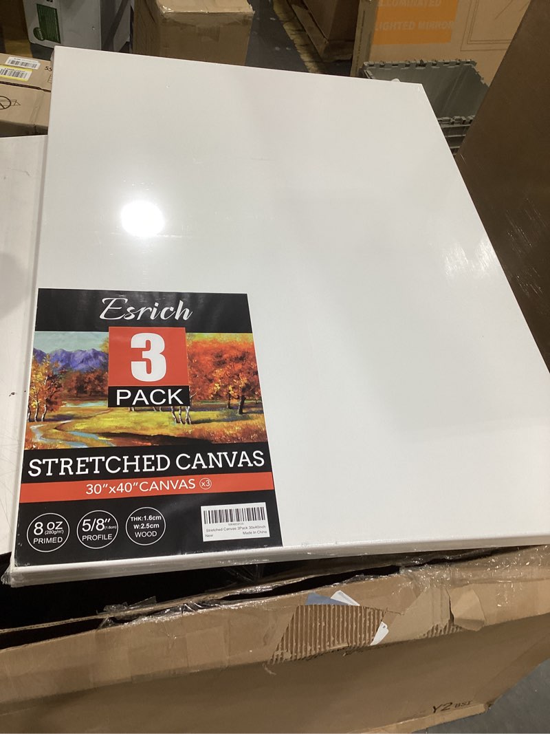 Condition photo showing New/Like New for esrich stretched canvas for painting 30x40 inch, 3pack large canvas for painting, primed acid-free cotton blank canvases, art paint canvases for oil paint,watercolor,acrylic paint,gouache and tempera. 3pack-30x40 canvas