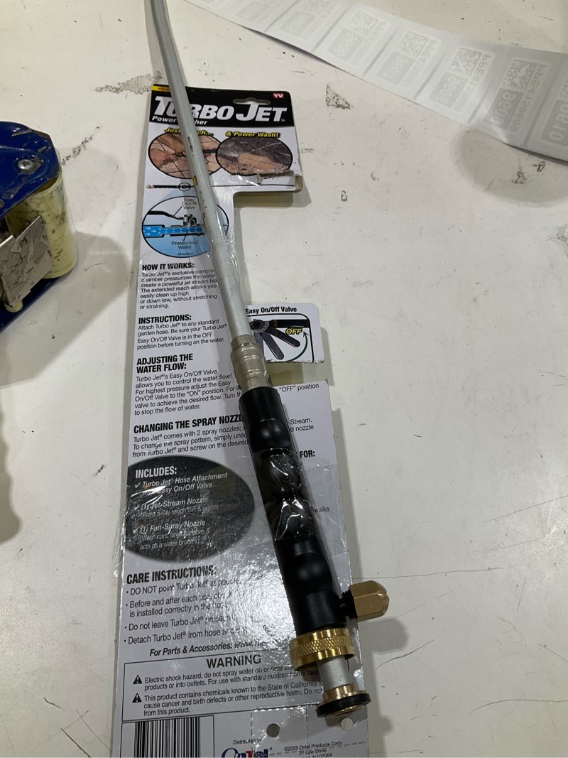 Condition photo showing As Is for turbo jet rear trigger adjustable spray garden hose nozzle - turn your hose into a power washer - easy attachment - 2 patterns