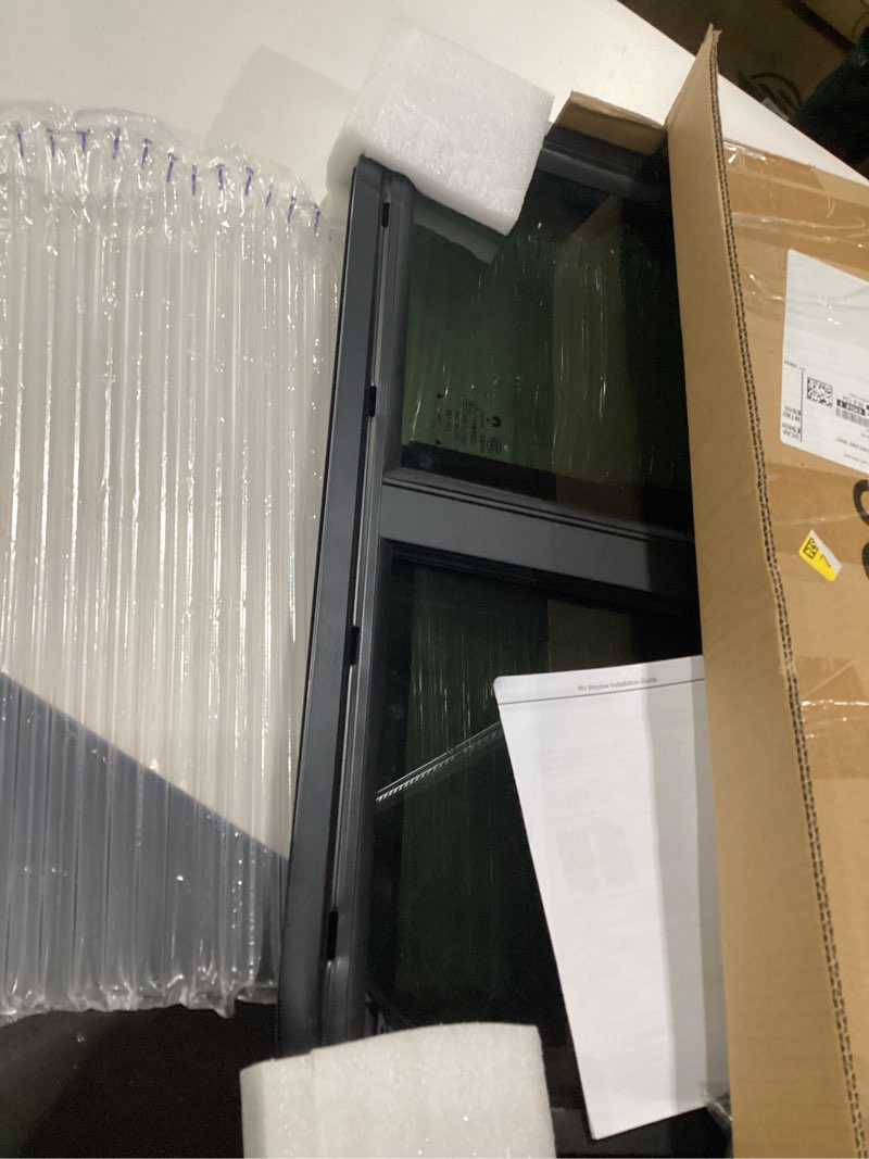 Condition photo showing Good Condition for rv window | 24"w x 15"h | teardrop style | horizontal sliding replacement glass &trim set | dot certification qualified 24" w x 15" h horizontal