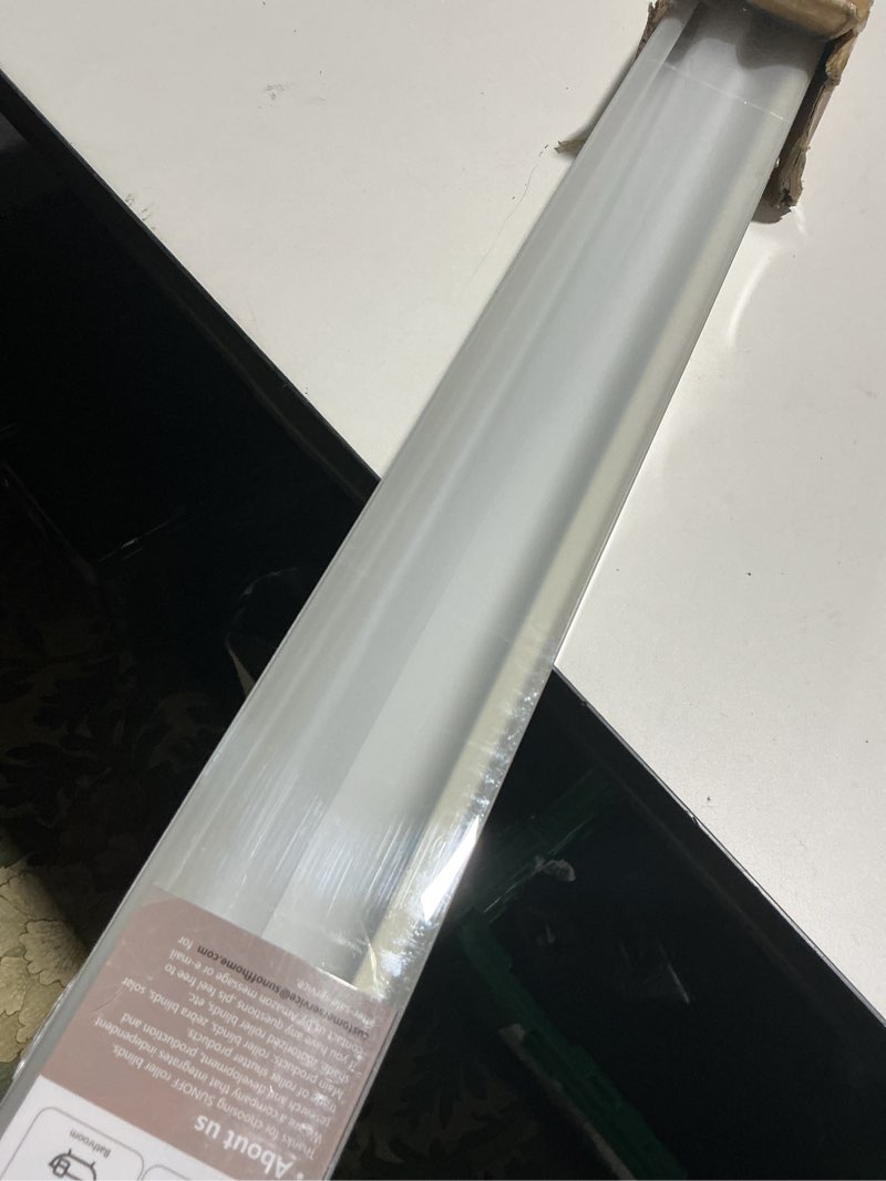 Condition photo showing Good Condition for Cordless Blackout Roller Shades Blinds for Windows Free-Stop,Pull Down Room Darkening with Valance,Thermal Insulated Woven Fabric Window Door Blinds for Home,Office,Linen 54" W x 72" L