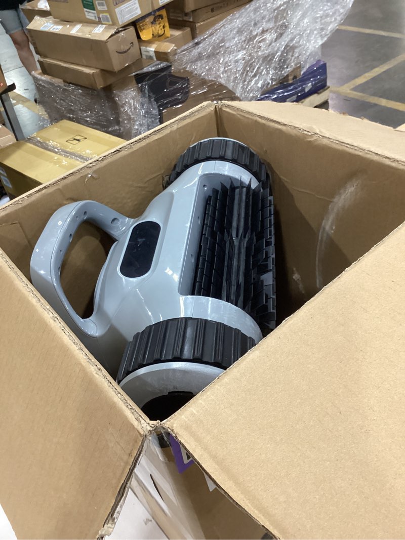 Condition photo showing As Is for cordless robotic pool cleaner -pool vacuum 180w brushless motor, 45,000pa suction, wall climbing, sonar navigation, 3 modes automatic pool robot for inground & above-ground pools up to 2150 sq. ft. gray
