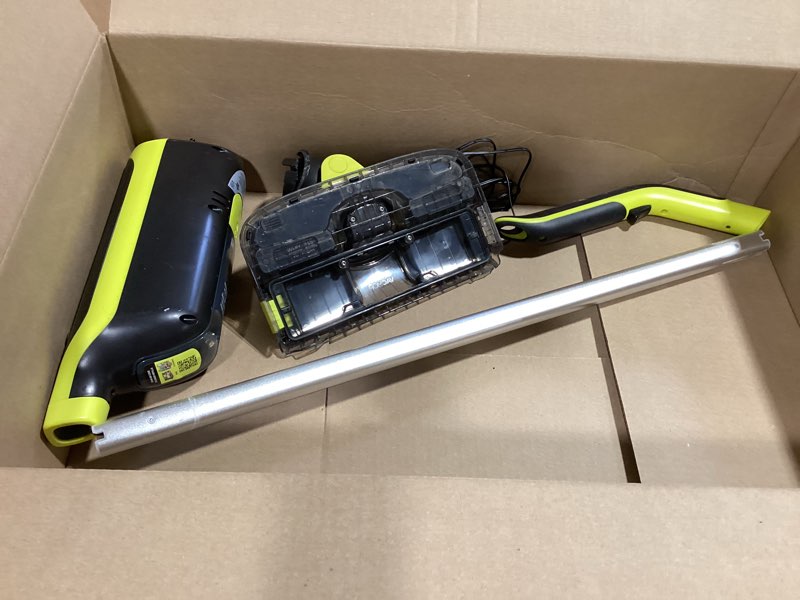 Condition photo showing As Is for shark vacmop cordless hard floor vacuum mop includes 2 disposable vacmop pads and a 12oz vacmop solution, charcoal gray, vm180