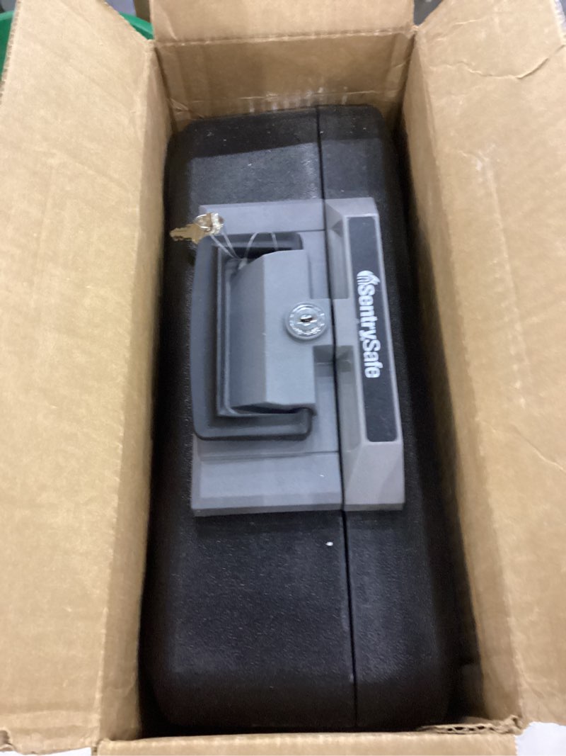 Condition photo showing Good Condition for SentrySafe Fireproof Safe Box with Key Lock, Chest Safe with Carrying Handle to Secure Money, Jewelry, Documents, 0.25 Cubic Feet, 6.3 x 15.3 x 12.1 Inches, 1160