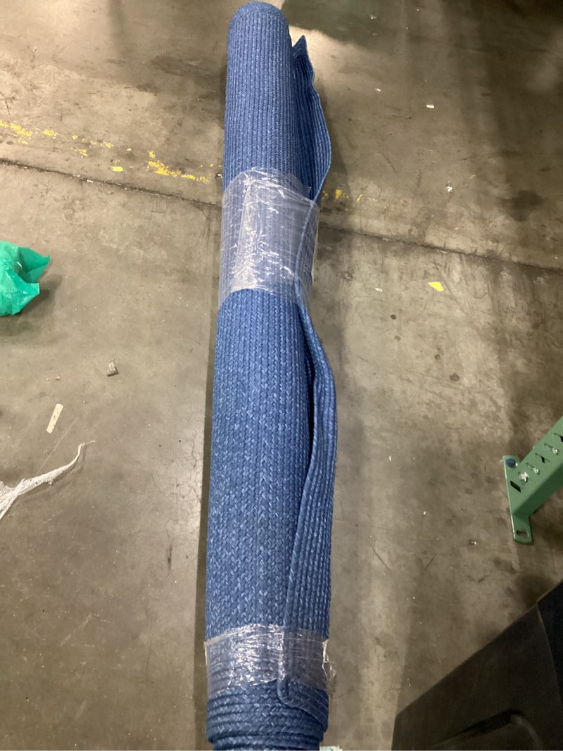 Condition photo showing As Is for 7'x10' natural woven rectangular braided outdoor area rug heathered blue - threshold™
