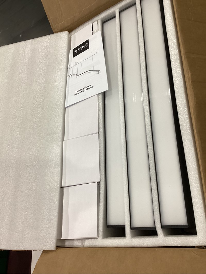 Condition photo showing Good Condition for 16FT LED Linear Light, 200W Pendant Light Fixtures, 0~10V Remote Switch, 3000K 4000K 6000K Color Changing Function, Combination Black Ceiling Shop Light, Suspended Office Lighting Fixture Black 4.8-0.6
