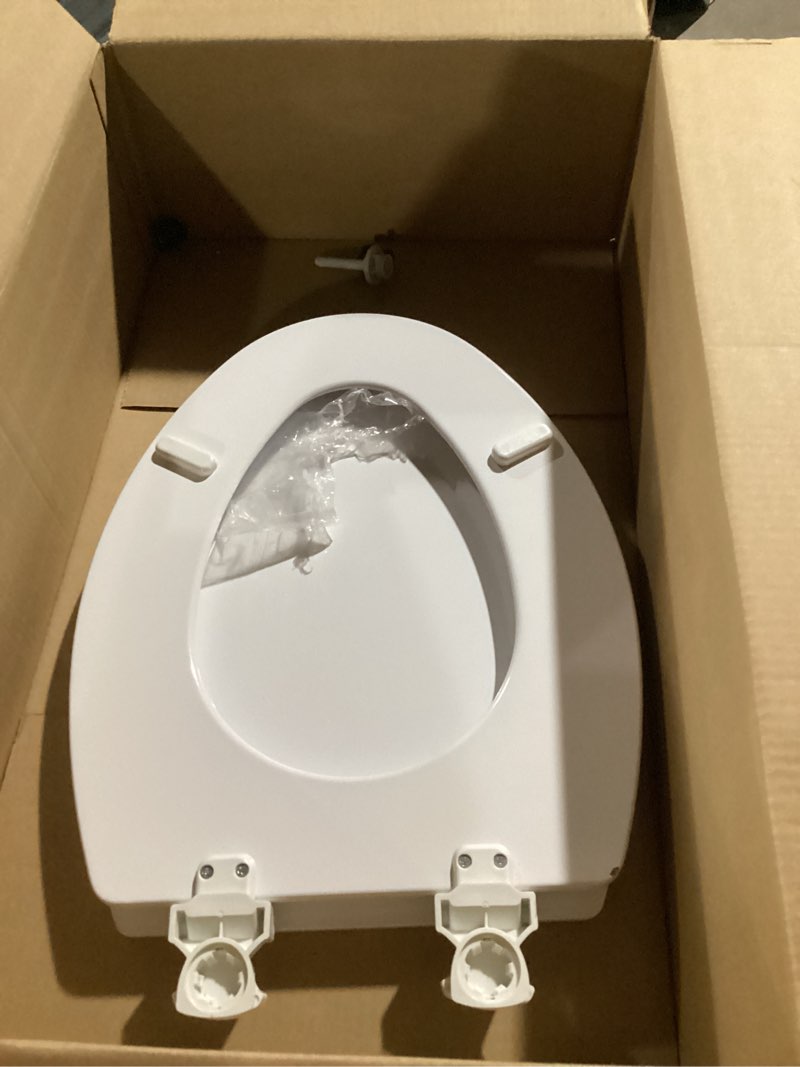 Condition photo showing As Is for Bemis 1500EC 390 Lift-Off Wood Elongated Toilet Seat, Cotton White (Pack of 1)