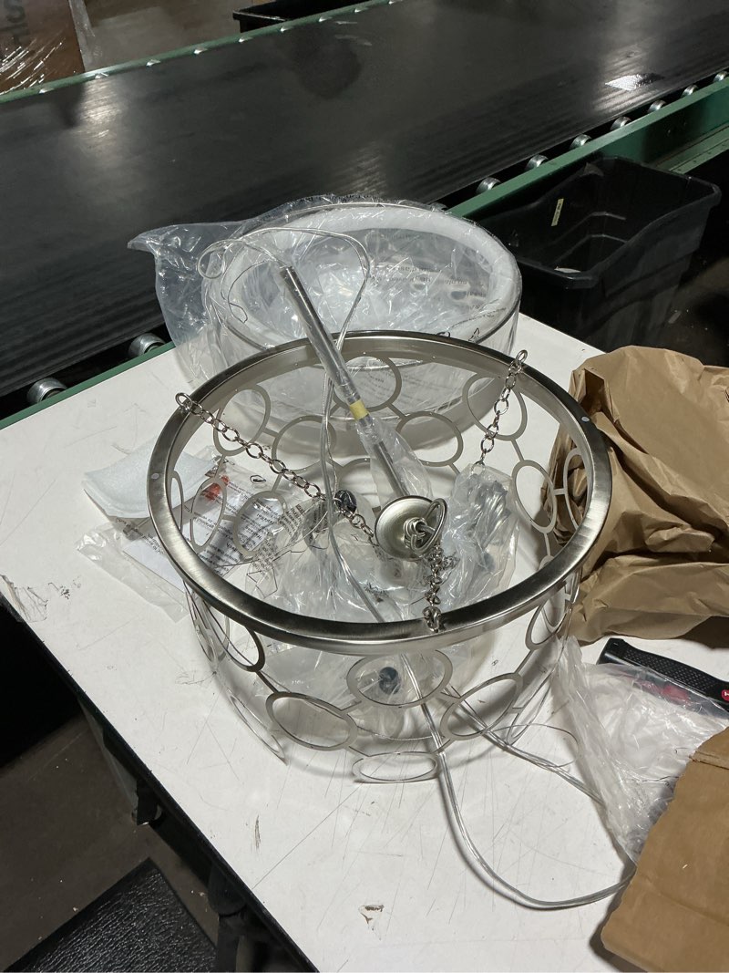 Condition photo showing Good Condition for Similar to Alexandra Drum Chandelier 37\"Diam x 22\"T 6 foot Chain.