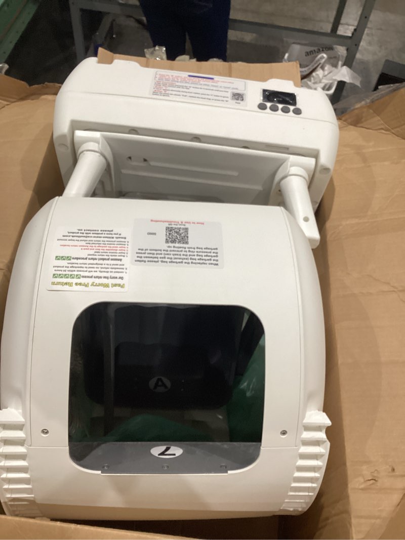 Condition photo showing As Is for automatic cat litter box self cleaning - app control, cat toilet records, suitable for medium cats and kittens, anti-pinch safety, low noise operation?assembly required?- white