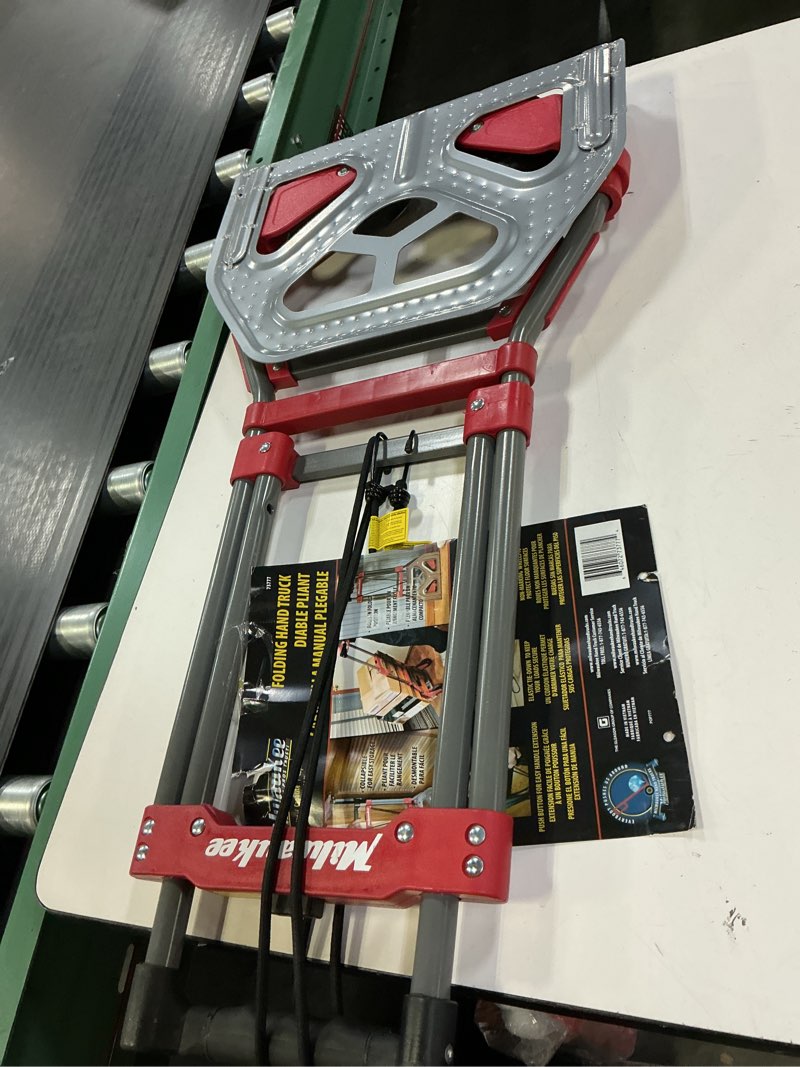 Condition photo showing Good Condition for milwaukee 150-lb capacity 2-wheel red steel folding hand truck