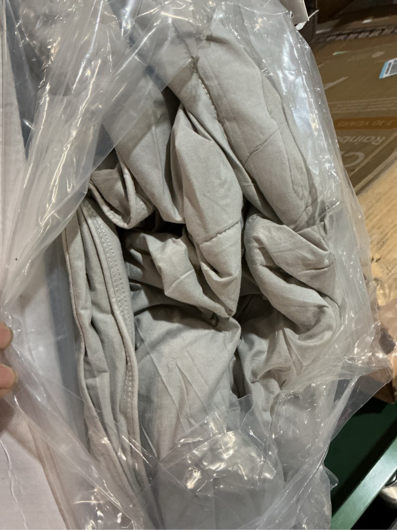 Condition photo showing As Is for L LOVSOUL Goose Feather Down Fiber Comforter King Size, 100% Organic Cotton Fabric Duvet Insert,1200TC,750+FP, Hotel Collection, All Season Light Grey Bedding Comforters with 8 Tabs King(106x90inches) Light Grey/All Season