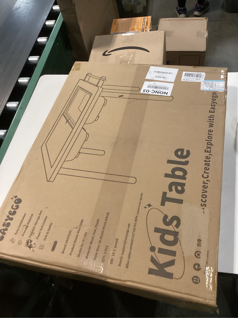 Condition photo showing New/Like New for Easyego Sensory Table for Toddlers Kids Play Wooden Sand Water Table with Double-Sided Board & Foldable Storage Bins for Indoor and Outdoor Use, Birthday Gifts for Boys and Girls- Foldable Beige Three Bins Table