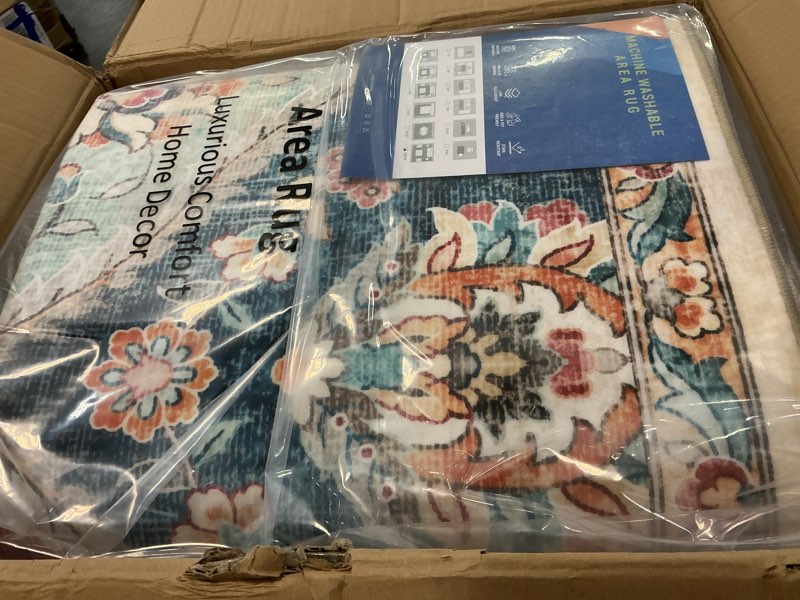 Condition photo showing Good Condition for 10x13 Area Rug Extra Large Moroccan Trellis Machine Washable Rug Vintage Medallion Distressed Accent Rug Stain Resistant Non-Slip Floor Cover Carpet for Living Room Bedroom, Cream 10' x 13' (Rectangular) Cream/Multi