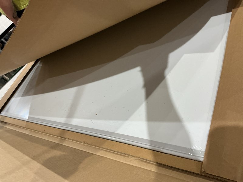 Condition photo showing Good Condition for vusign magnetic white board kit for wall 36" x 24", 1 dry eraser & 2 multicolor markers & 4 magnetic pins, sliver reinforced aluminum frame for home, school, office