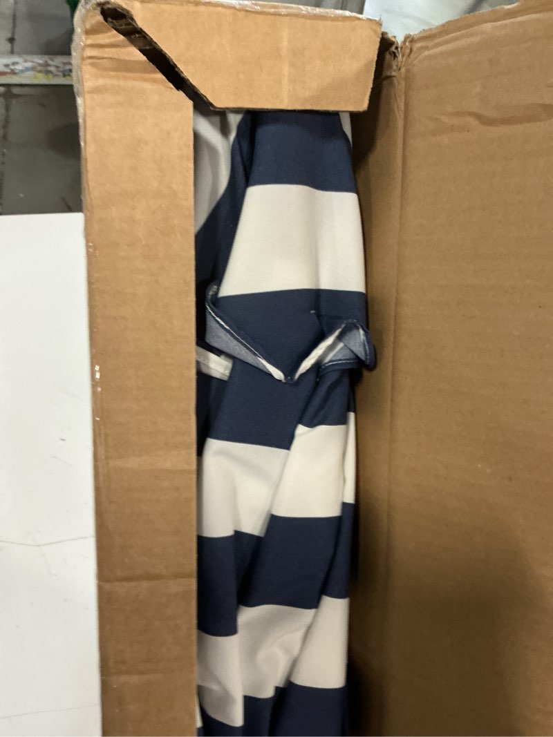Condition photo showing New/Like New for tempera patio market outdoor table umbrella with push button tilt and crank, large sun umbrella with sturdy pole & fade resistant canopy, easy to set blue white stripe 10 ft
