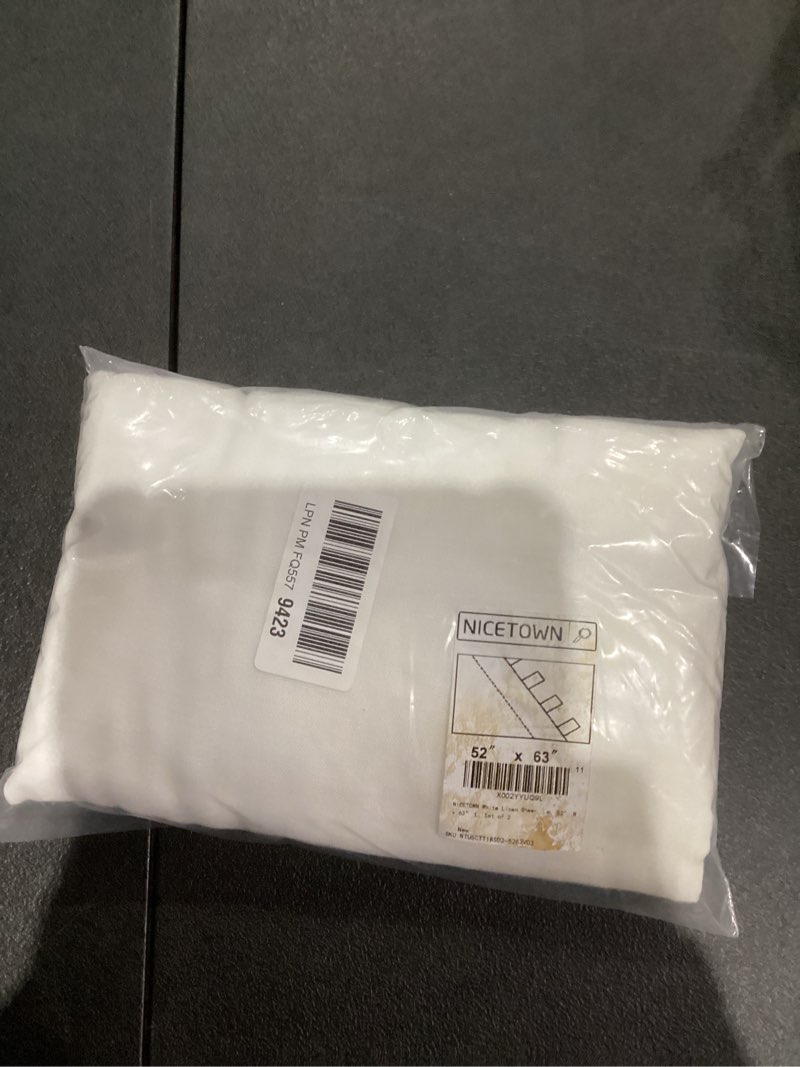 Condition photo showing Good Condition for NICETOWN White Linen Sheer Curtains Faux Flax for Bedroom, Vintage Tab Top Linen Textured Semitransparent Privacy Window Treatment Light Filtering for Living Room, 52" W x 63" L, Set of 2 52"W x 63"L (Pack of 2) Tab Top White