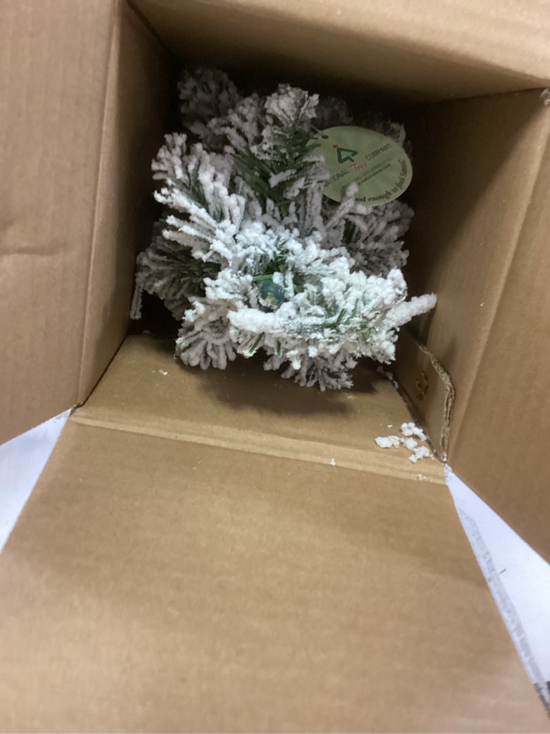 Condition photo showing Good Condition for National Tree Company Pre-Lit Artificial Christmas Tree, Snowy Downswept, Green, White Lights, Includes Stand, 2 Feet 2ft Tree