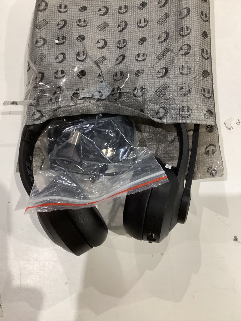 Condition photo showing As Is for aoc wireless headset with mic for work, bluetooth 5.4 headphones with noise canceling microphone, usb c, 30h, clear calls & mic mute for pc, laptop, cell phones, zoom - black