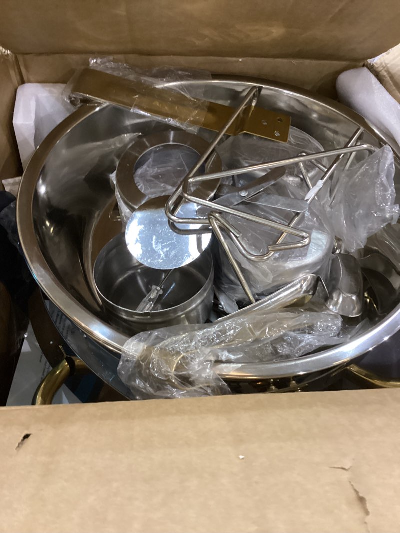 Condition photo showing Good Condition for Gold 4 Pack Chafing Dishes for Buffet, 18/8 (304) Stainless Steel Food Pan with Lid, 6QT Round Chafing Dish Buffet Set Food Warmer, Food Warmers for Parties Buffet Catering Events Dinners