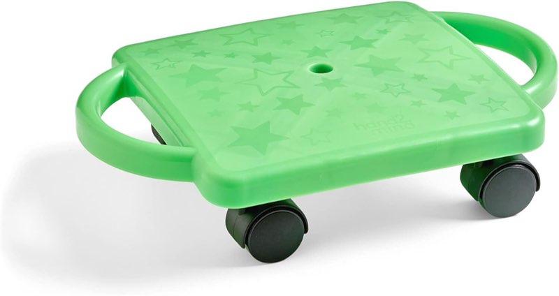  hand2mind green indoor scooter board with handles, gym scooters for 0,