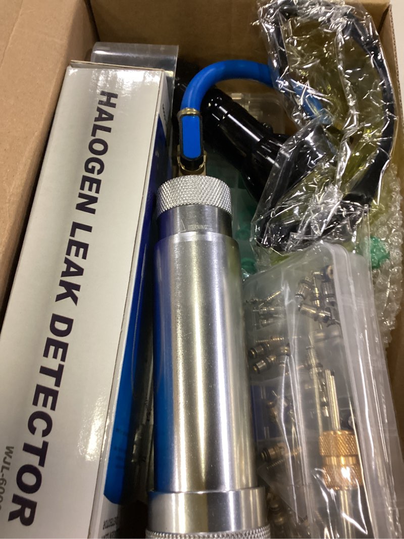 Condition photo showing New/Like New for tellegloww ac leak detector kit r134a r1234yf r410a automotive ac uv dye kit refrigerant leak detector with oil injector low side quick coupler mini split adapter flashlight glasses