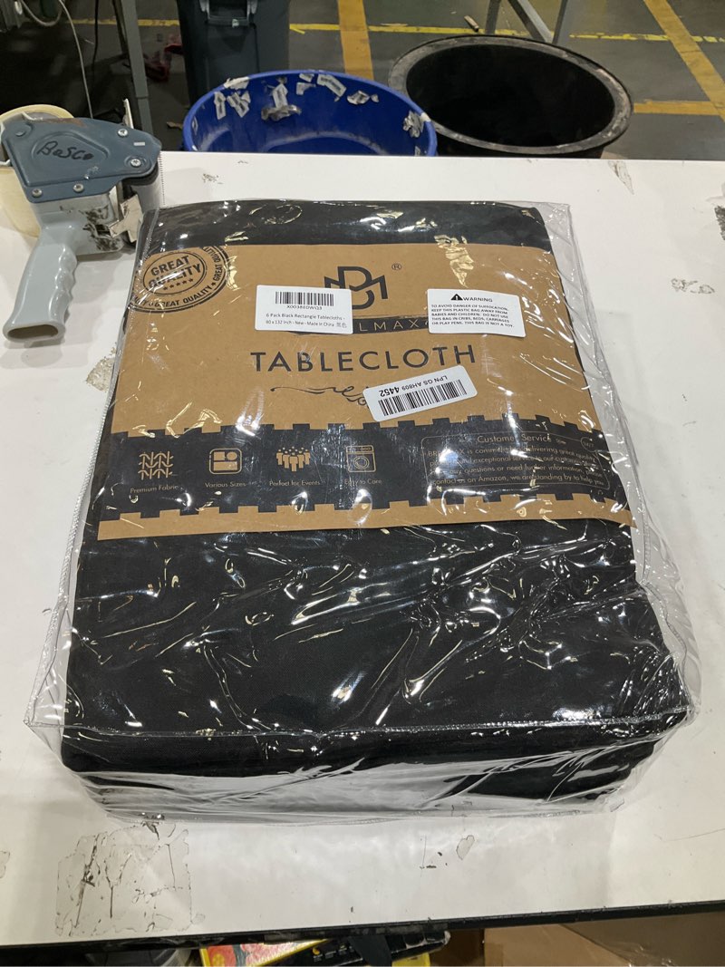 Condition photo showing Good Condition for brillmax 6 pack black tablecloths 90x132 inch for 6ft rectangle tables | 150 gsm polyester fabric, floor length drop, water, stain & wrinkle resistant cloth cover for wedding reception banquet party black 90x132 in, 6 pack