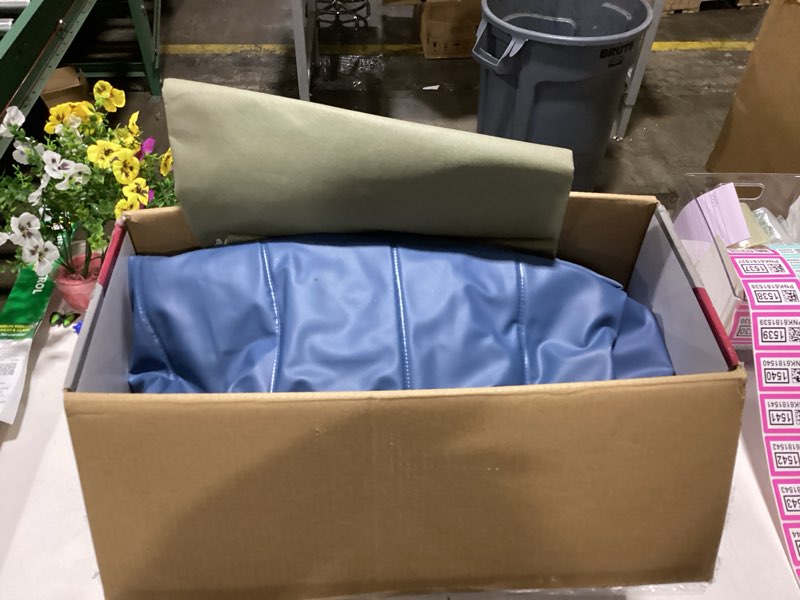 Condition photo showing As Is for intex queen dura-beam deluxe series comfort headboard airbed with internal pump