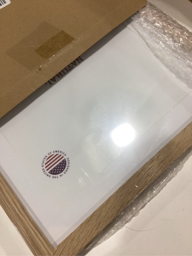 Condition photo showing Good Condition for oak wood picture frames 11x17 with mat for 9x15 - natural solid wood photo frame real glass wall hanging 1 11x17 mat to 9x15