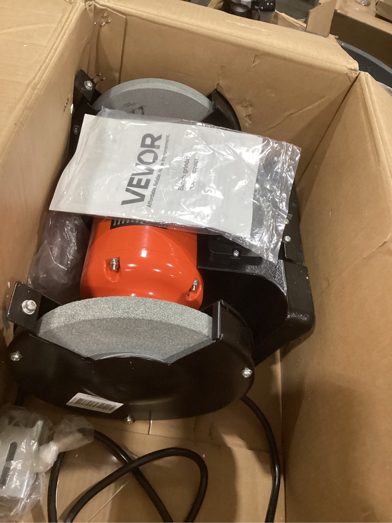 Condition photo showing As Is for VEVOR Bench Grinder, 8-inch Variable Speed Bench Grinder, 2000-3450RPM Table Grinders with 550W 5.0A 3/4Hp Induction Motor, 36/60-Grit Grinding Wheel & Adjustable Eye Shield for Sharpening Grinding 8 inch-550W