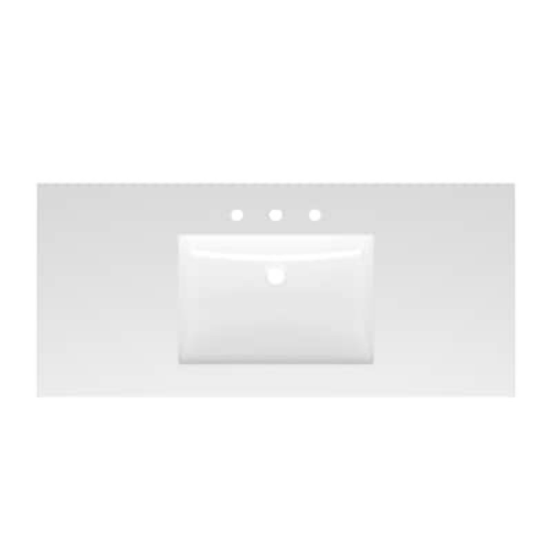 Project Source 49-in x 22-in White Cultured Marble Single Sink Widespread Faucet Mount Bathroom