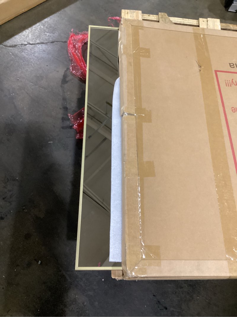 Condition photo showing As Is for 78"x38" Arched Full Length Mirror Floor Mirrors with Aluminum Alloy Frame Free-Standing Wall Mounted Floor Mirrors or Large Dressing Mirror, Black Mirror Full Length Black 78"L x 38"W