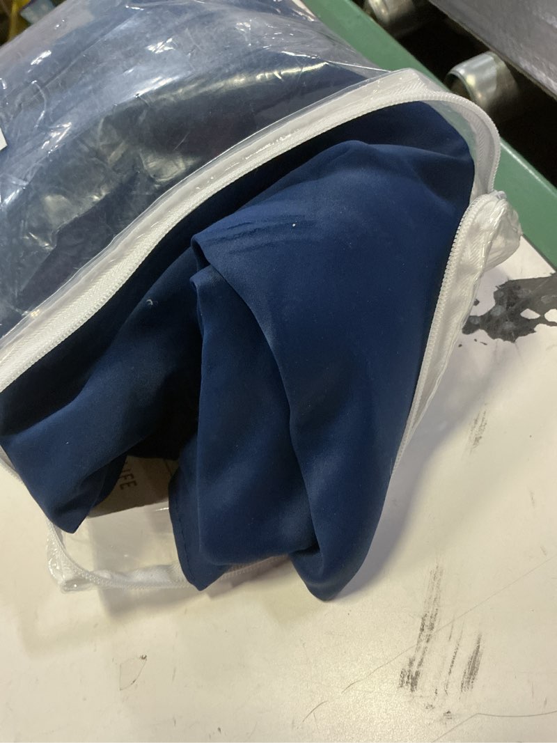 Condition photo showing Good Condition for dualife blackout curtains thermal insulated blackout drapes window treatment panels room darkening bedroom draperies for living room back tab/rod pocket, navy blue, w52 x l108, 2 panels navy 52"w x 108"l (pack of 2)