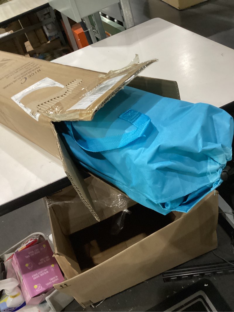 Condition photo showing New/Like New for nice c low beach camping folding chair, ultralight backpacking chair with cup holder & carry bag compact & heavy duty outdoor, camping, bbq, beach, travel, picnic, festival (set of 1 blue) sky blue