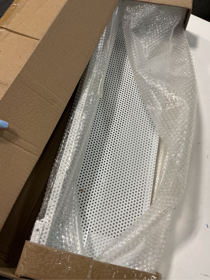Condition photo showing Good Condition for upgraded 2 ft base board heater cover, galvanized steel easy slip-on heater cover with left and right for replacing old endcaps