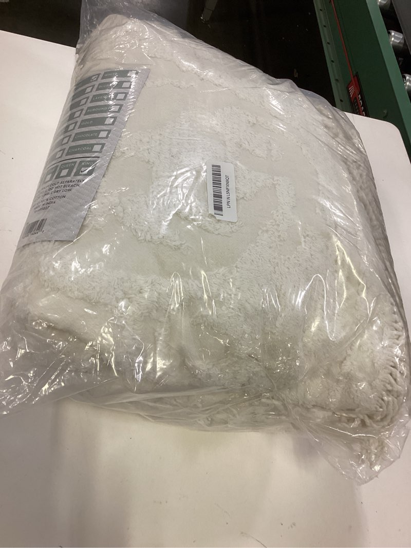 Condition photo showing Good Condition for Beatrice Home Fashions Medallion Chenille Bedspread, King, Ivory King Ivory