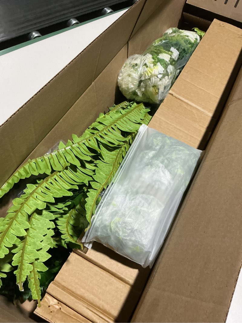 Condition photo showing Good Condition for Artificial Boston Fern Bush- Set of 2 Large Artificial Ferns for Outdoors, 45Inch Large Faux Ferns, Suitable for Office & Living Room Decor, 55Branches for Each Bouquet 45"- 55 Leaves