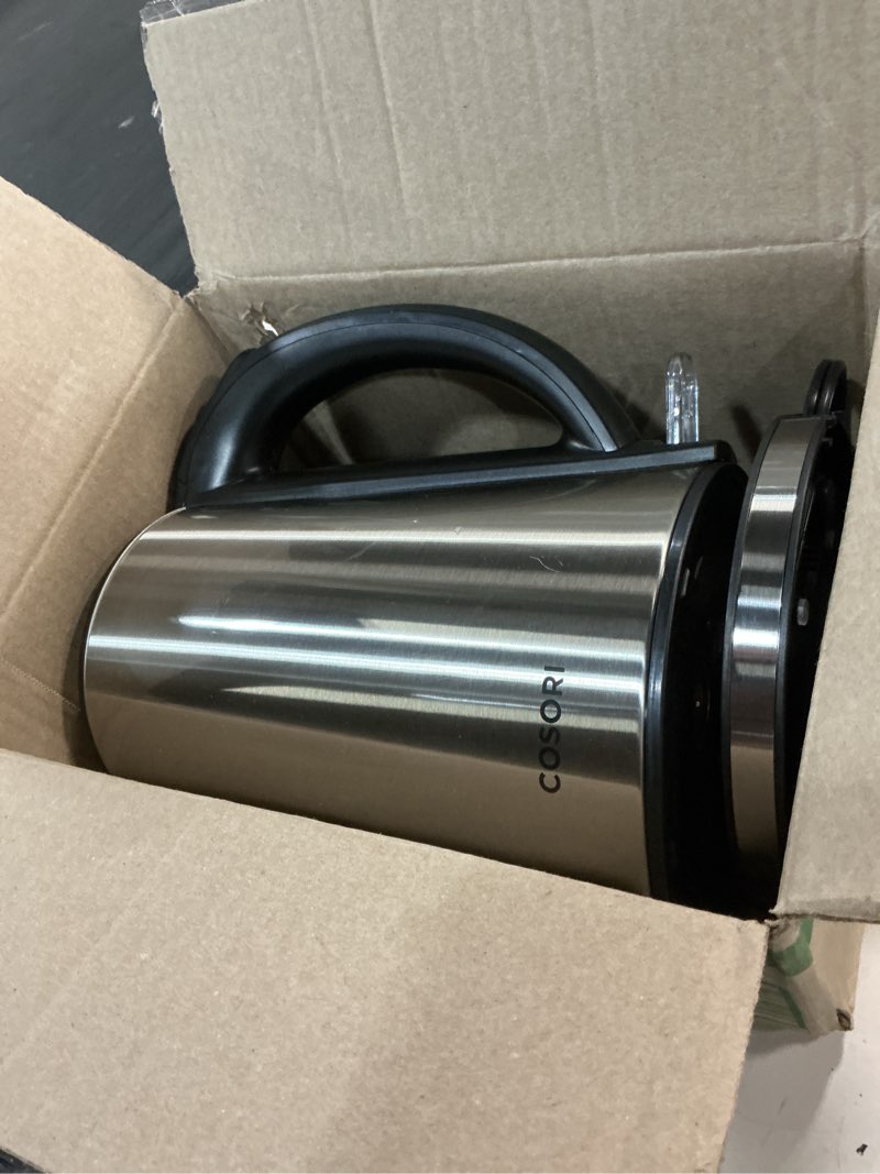Condition photo showing Good Condition for cosori electric kettle, no plastic inner lid, filter & spout, stainless steel tea kettle, automatic shut off & boil-dry protection, durable tea kettle boiler & heater, 1.5l/1500w, silver stainless steel 1.5l