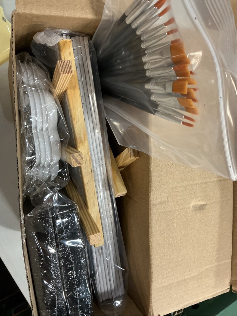Condition photo showing Good Condition for cholemy 36 pcs paint and sip kit for adults 8''x10'' pre drawn canvas for painting diy afro acrylic painting kit wood easel brushes date night bulk for summer halloween party gift(flower lady)