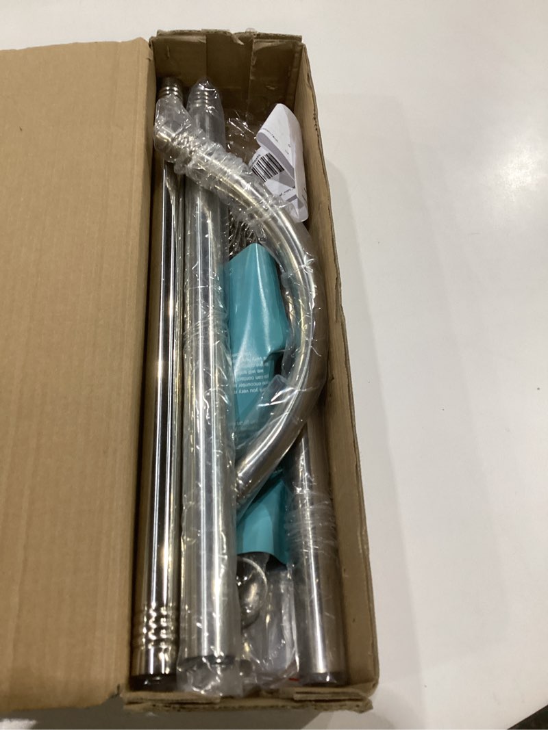 Condition photo showing As Is for corner shower curtain rod adjustable stainless steel l shaped rack drill free install for bathroom, bathtub, clothing store (35.5"-51.2" x 35.5"-51.2") silver, 35.5"-51.2" x 35.5"-51.2"