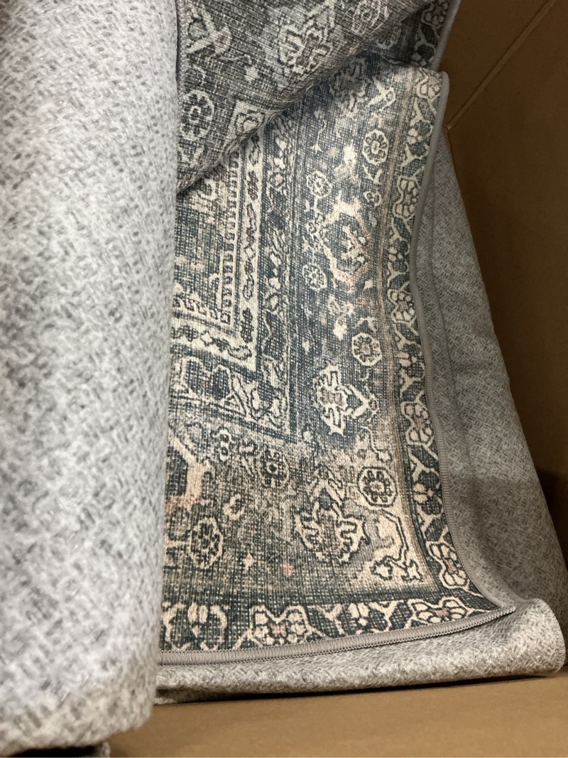 Condition photo showing Good Condition for besblee 8x10 area rugs machine washable rugs for living room, vintage boho large rugs for bedroom dining room, non slip indoor soft distressed lightweight thin low pile carpet, deep deep 8' x 10' (rectangular)