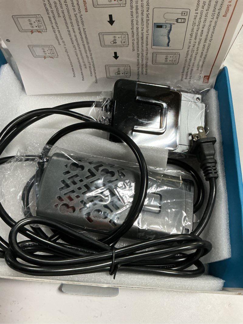 Condition photo showing New/Like New for PTC Chicken Water Heater for Winter with Waterproof Thermostat Chicken Waterer Heater with LCD Display, Adjustable Temp, Energy-efficient, Safe Heated Poultry Waterer for Chicken, Pet, Bird Bath PTC water heater