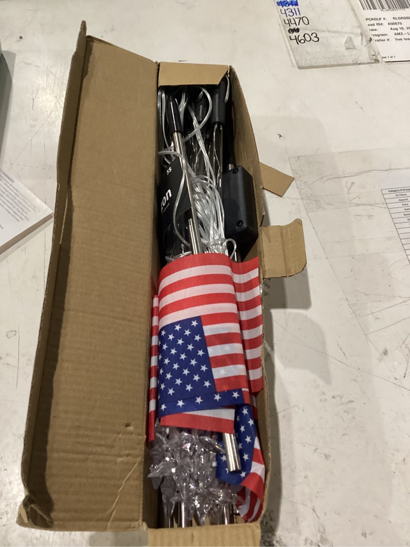 Condition photo showing New/Like New for 8 solar american flag pathway lights waterproof american flag pole light solar powered 4th of july yard led decorations outdoor red white and blue lighted rag decorations for outside