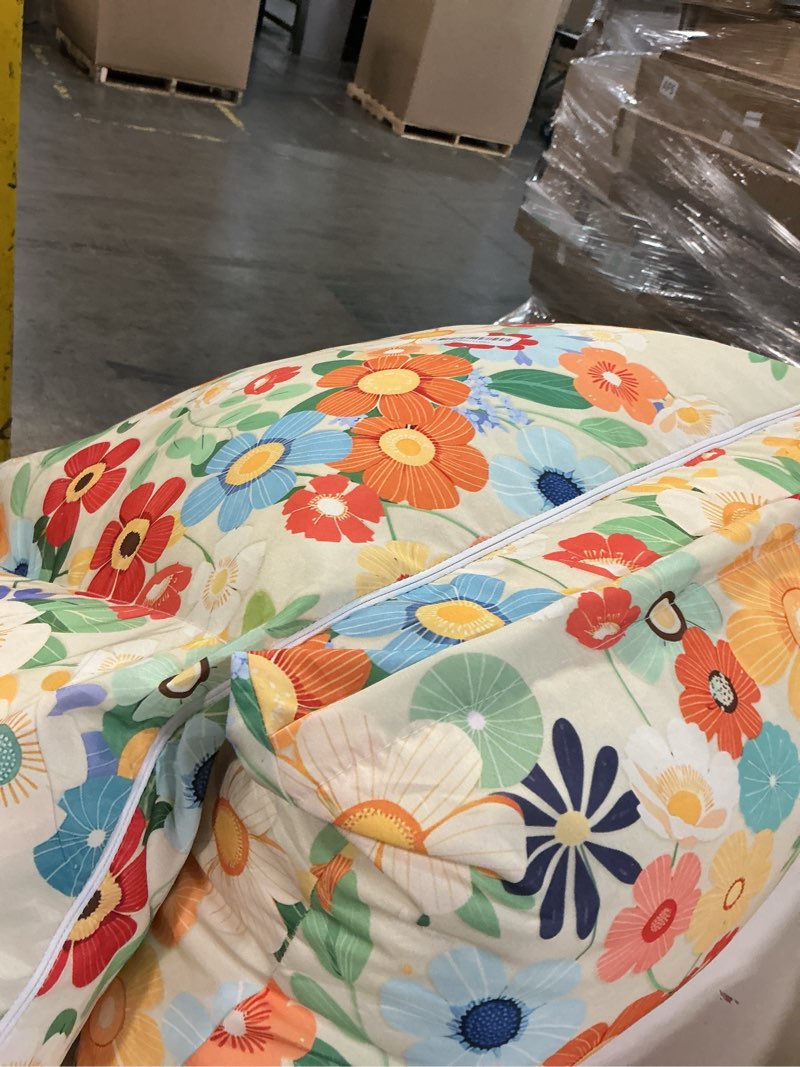 Condition photo showing As Is for waterproof egg chair cushion replacement 47x31.5x4.7 inch thicken hanging egg swing chair cushion indoor outdoor wicker rattan hammock basket cushion with headrest pillow, daisy 6#