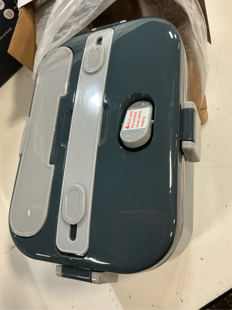 Condition photo showing New/Like New for dupasu electric lunch box food warmer: 100w heated lunch box for adults, 1.8l portable fast heating lunchbox food heater for car, truck, work, travel, lonchera elctrica porttil 12/24v/110-230v light grey+charcoal grey
